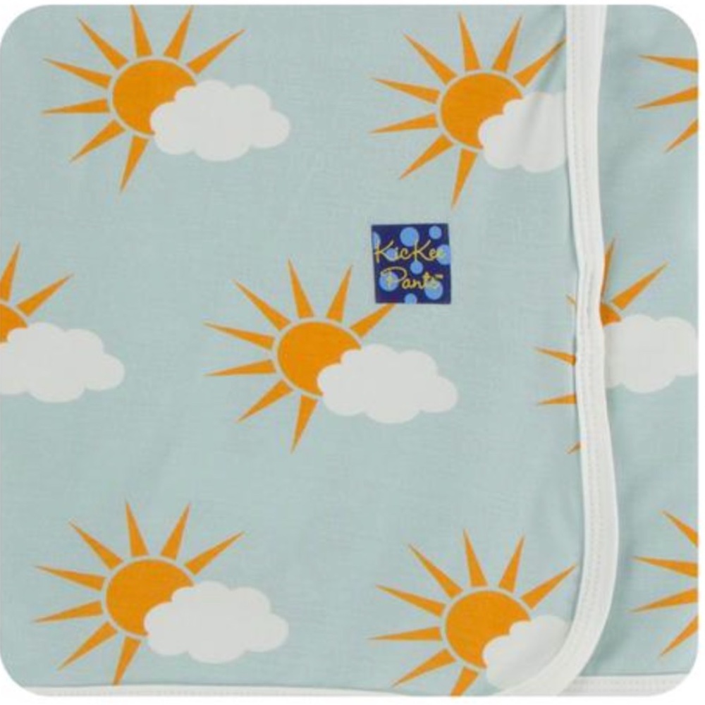 Kickee Pants Swaddling Blanket in Spring Sky Partial Sun Print